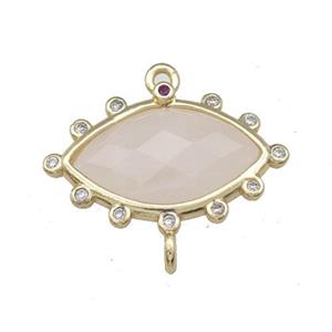 Natural Rose Quartz Eye Connector Gold Plated, approx 14-20mm
