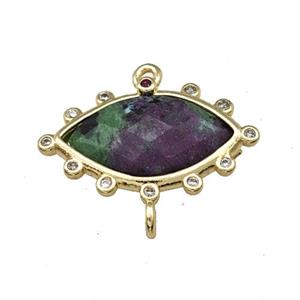 Zoisite Ruby Eye Connector Gold Plated, approx 14-20mm