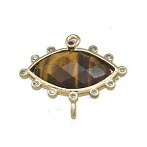 Natural Tiger Eye Stone Eye Connector Gold Plated, approx 14-20mm