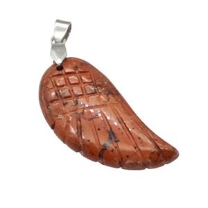 Natural Red Jasper Angel Wings Pendant Carved, approx 17-35mm