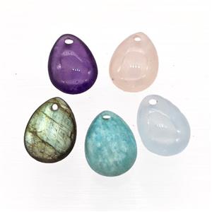 Natural Gemstone Teardrop Pendant Mixed, approx 10-14mm