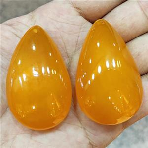 Synthetic Amber Teardrop Pendant Orange Resin, approx 35-50mm