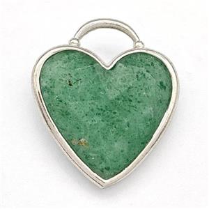 Green Strawberry Quartz Heart Pendant Faceted Platinum Plated, approx 20mm