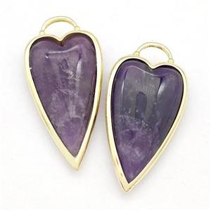 Natural Purple Amethyst Arrowhead Pendant Gold Plated, approx 18-35mm
