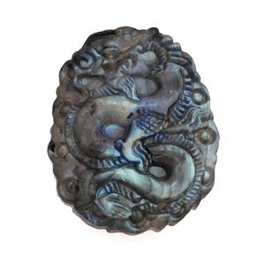 Chinese Loong Charms Labradorite Carved Pendant, approx 40-52mm
