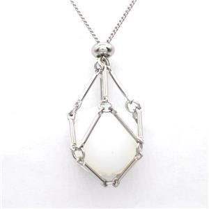 White Opalite Necklace Platinum Plated, approx 18mm