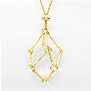 Natural Clear Quartz Necklace Gold Plated, approx 18mm