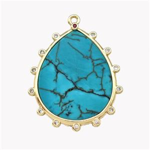 Natural Howlite Turquoise Teardrop Pendant Teal Dye, approx 20-25mm