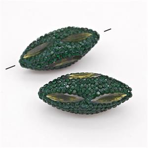 Clay Rice Beads Pave Green Rhinestone Olive Crystal Glass, approx 16-35mm