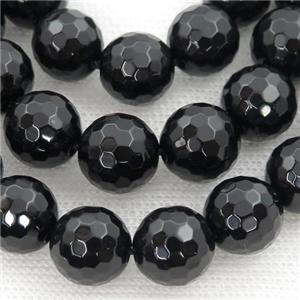 Natural Black Agate Onyx Beads Faceted Round, 10mm dia, 38pcs per st
