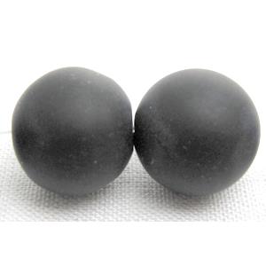 round matte agate onyx Beads, black, approx 14mm dia