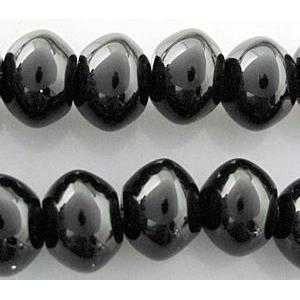 Natural black Agate Bead, abacus, approx 8x10mm