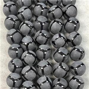 matte black onyx agate Beads, round, approx 8mm dia, 15.5 inches