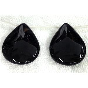 natural black Onyx Agate Beads, teardrop, top-drilled, approx 40x50mm, 8pcs per st