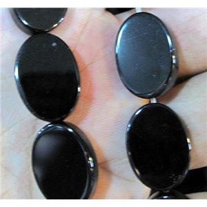 natural onyx beads, flat oval, A-grade, approx 12x16mm, 15 inches