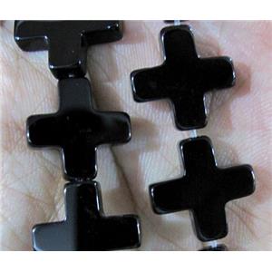 natural onyx bead, cross, A-grade, approx 22x30mm, 15 inches
