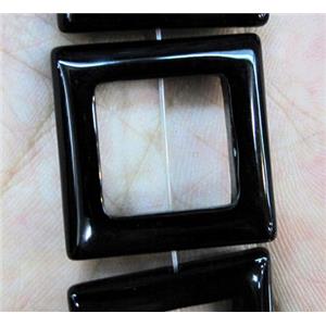 natural onyx bead, A-grade, square-ring, black, approx 20x20mm, 15 inches