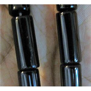 black natural onyx bead, A-grade, tube, approx 6x20mm, 15 inches