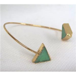 green Australian Chrysoprase Bangle, copper, gold plated, approx 60mm dia