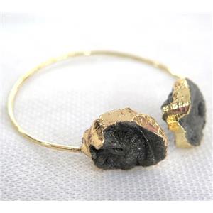 druzy agate bangle, copper, gold plated, approx 60mm dia
