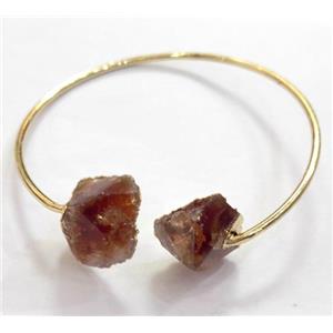 citrine bangle, copper, gold plated, approx 60mm dia