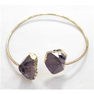 amethyst bangle, copper, gold plated, approx 60mm dia