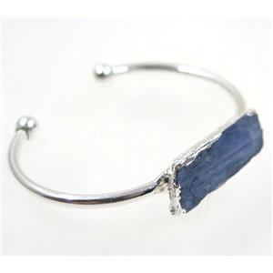 kyanite bangle, copper, silver plated, approx 40-60mm