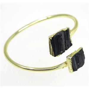 black tourmaline bangle, copper, gold plated, approx 60mm dia