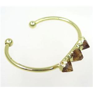yellow citrine bangle, copper, gold plated, approx 40-60mm