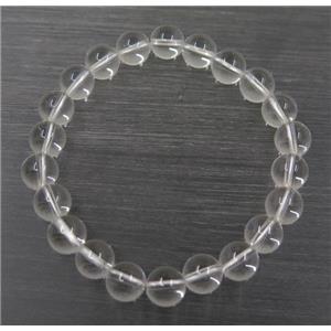 round Clear Quartz bead bracelet, stretchy, approx 8mm, 60mm dia