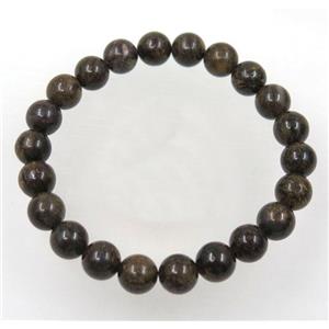round Bronzite bead bracelet, stretchy, approx 8mm, 60mm dia