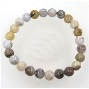 round zhuye Bamboo Agate beads bracelet, stretchy, approx 8mm, 60mm dia