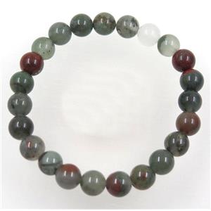 African BloodStone bead bracelet, stretchy, approx 8mm, 60mm dia