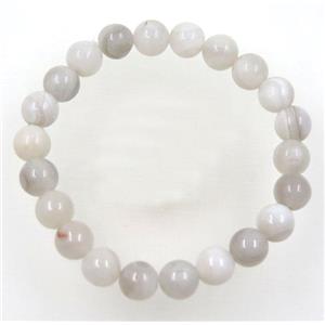 white crazy agate bead bracelet, round, stretchy, approx 8mm, 60mm dia
