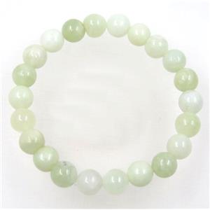New Mountain Jade bead bracelet, round, stretchy, approx 8mm, 60mm dia