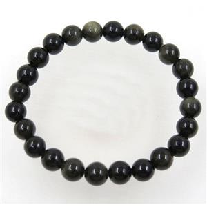 Mahogany Obsidian Beads bracelet, round, stretchy, approx 8mm, 60mm dia