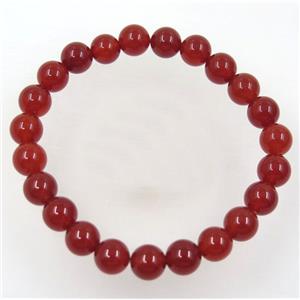 Ruby Agate bead bracelet, round, stretchy, approx 8mm, 60mm dia