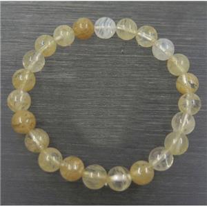 round coffee watermelon quartz crystal bead bracelet, stretchy, approx 8mm, 60mm dia