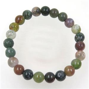 round India Agate beaded bracelet, stretchy, approx 8mm, 60mm dia