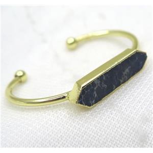 navy blue Sea Sediment bangle, copper, gold plated, approx 10-34mm, 60mm dia