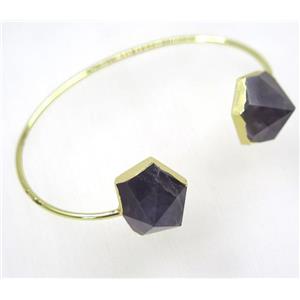 pointed Amethyst bangle, copper, gold plated, approx 16mm, 60mm dia