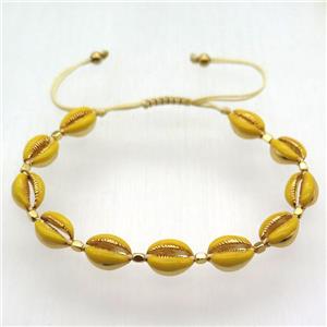 handmade bracelet with coper conch beads, yellow, approx 8-11mm