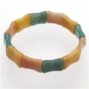 Aventurine Bracelet, stretchy, mixed color, approx 12x18mm, 57mm dia