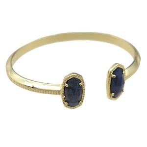 copper bangle with Lapis, resizable, gold plated, approx 7-14mm, 45-55mm