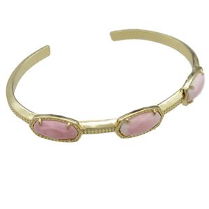 copper bangle with Queen Shell, resizable, gold plated, approx 7-14mm, 45-60mm