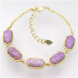 copper Bracelets with Sugilite, Adjustable, gold plated, approx 7-14mm, 22cm length