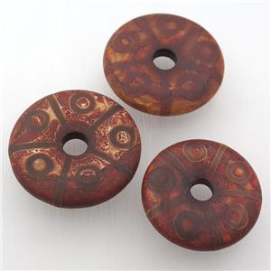 Tibetan Dzi Agate donut pendant, eye, approx 25mm dia