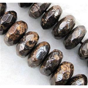 Bronzite Beads, faceted rondelle, approx 6x10mm