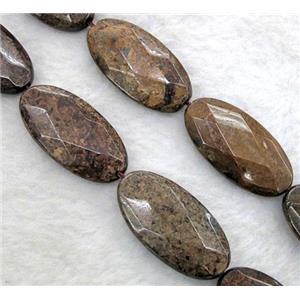 Bronzite Stone Beads, faceted oval, approx 20x40mm