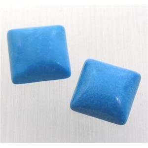natural turquoise cabochon, blue treated, square, approx 10x10mm